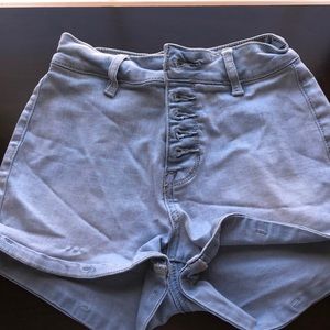 light blue denim shorts